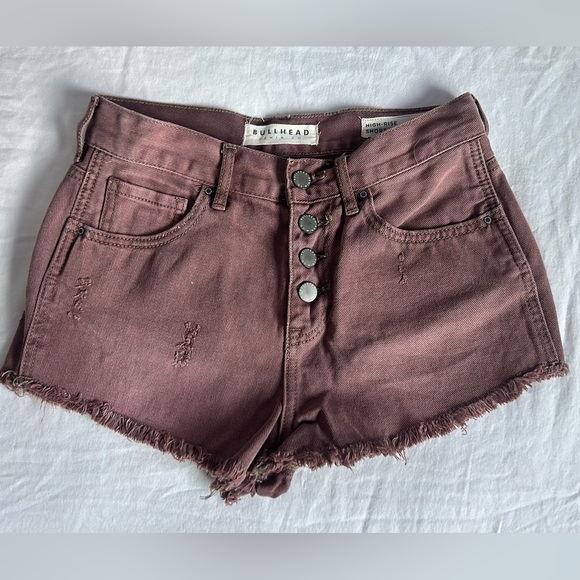 PacSun Bullhead Denim Dusty Rose/ Rust High-Rise Short Size 25 - Picture 1 of 3